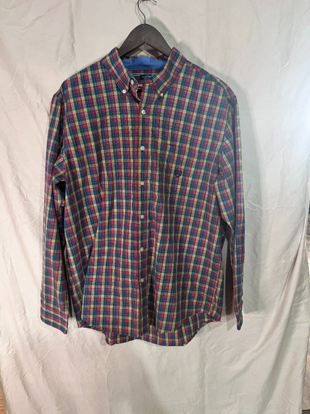 Chaps Ralph Lauren Plaid‎ Mens Large Dress Shirt Button-Down Tartan Long Sleeve